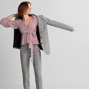 Express Red and White Stripe Puff Sleeve Blouse